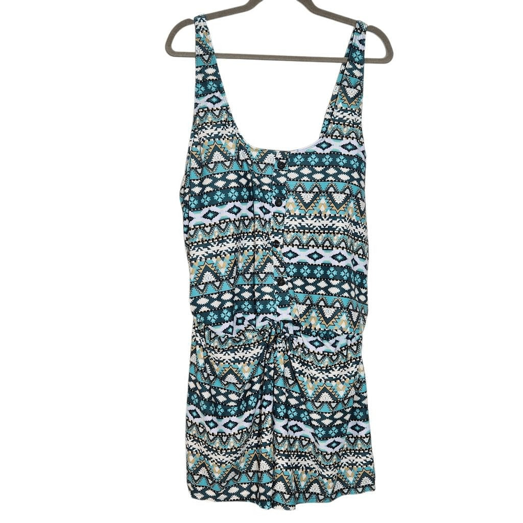 Summer Mae Green Aztec Print One-Piece Swim Romper NWT Size 22W