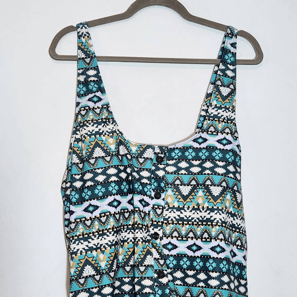 Summer Mae Green Aztec Print One-Piece Swim Romper NWT Size 22W