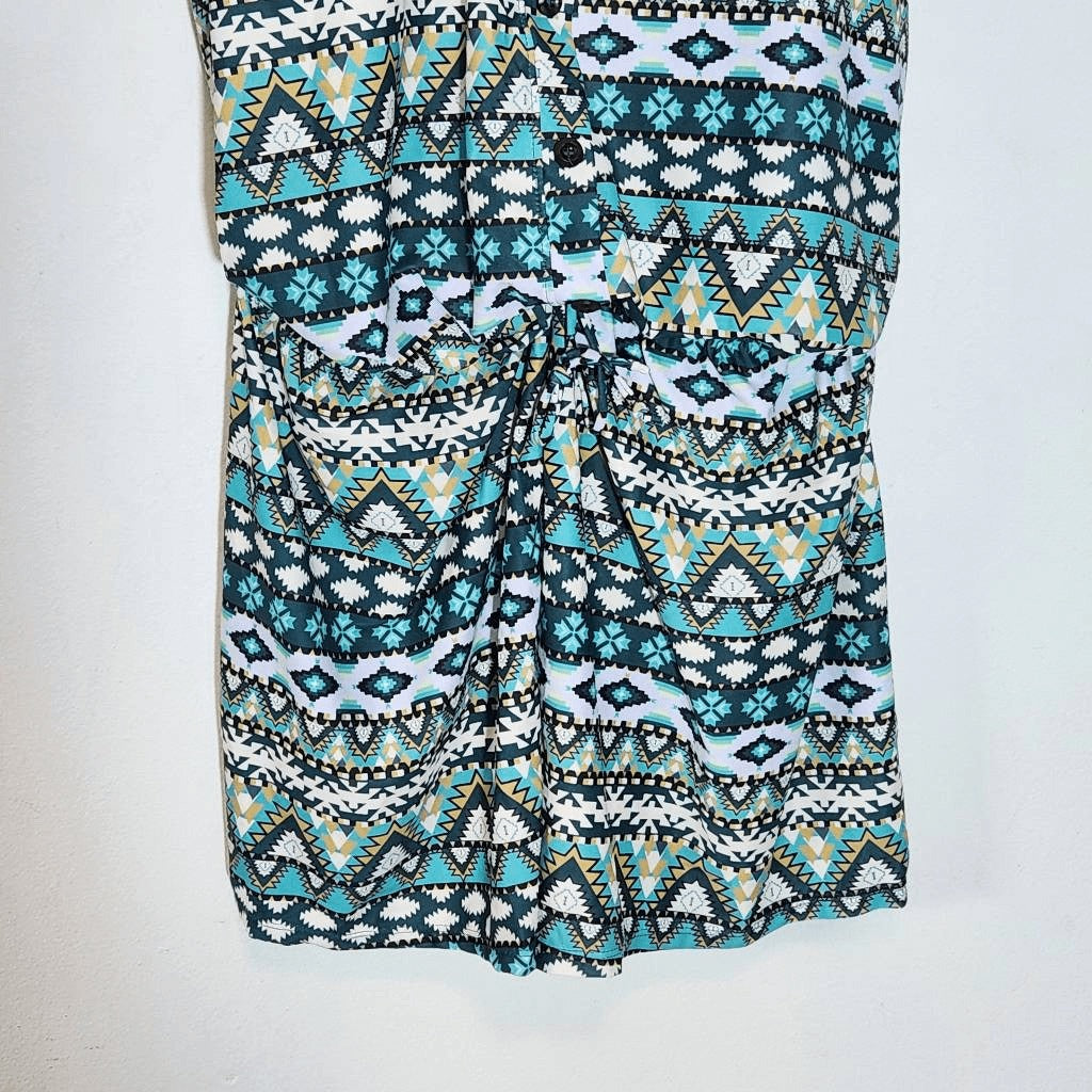 Summer Mae Green Aztec Print One-Piece Swim Romper NWT Size 22W