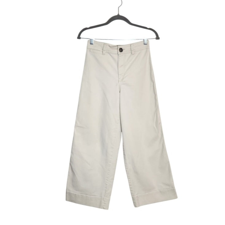 H&M Womens Cream Cropped Wide Leg Jeans Size 4
