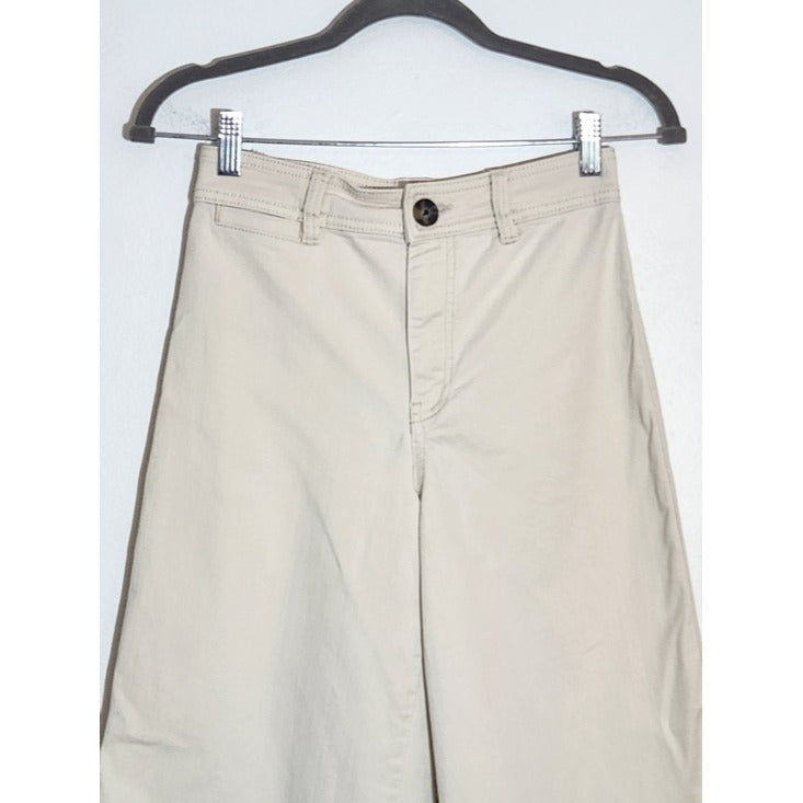 H&M Womens Cream Cropped Wide Leg Jeans Size 4