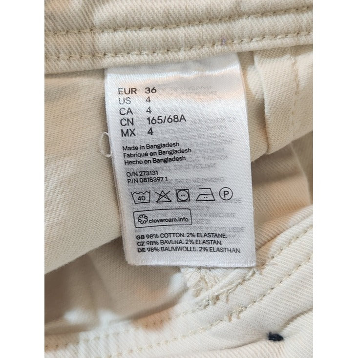 H&M Womens Cream Cropped Wide Leg Jeans Size 4