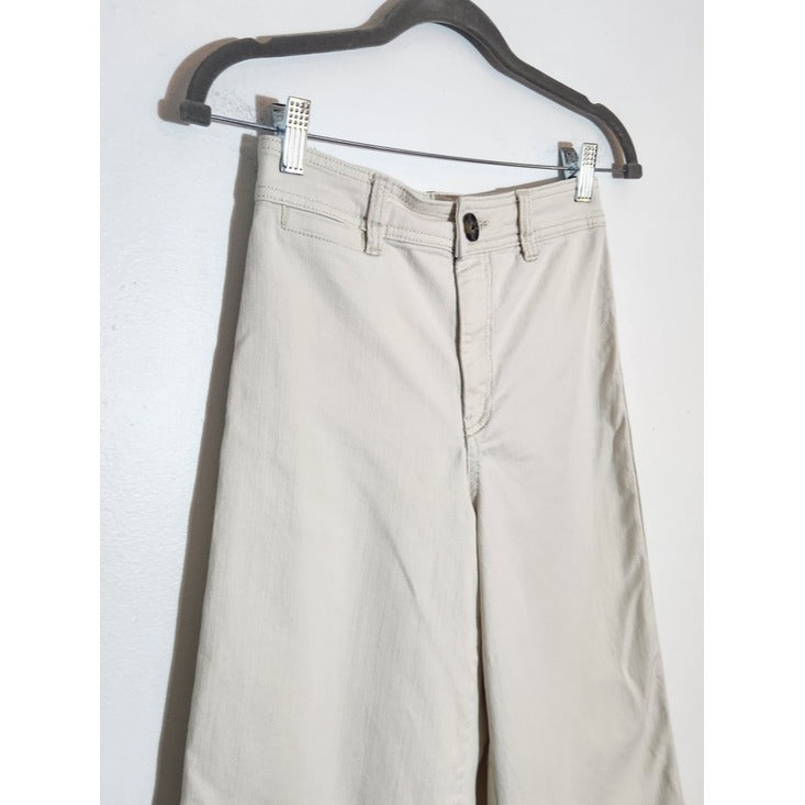H&M Womens Cream Cropped Wide Leg Jeans Size 4