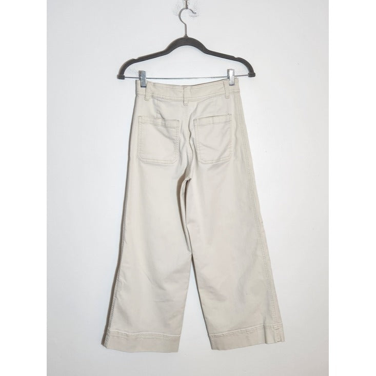 H&M Womens Cream Cropped Wide Leg Jeans Size 4