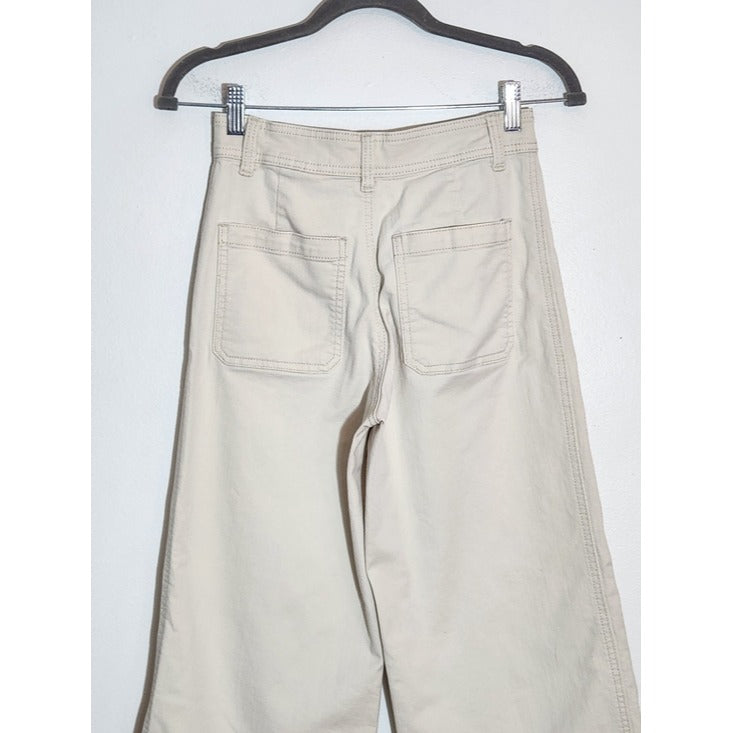 H&M Womens Cream Cropped Wide Leg Jeans Size 4