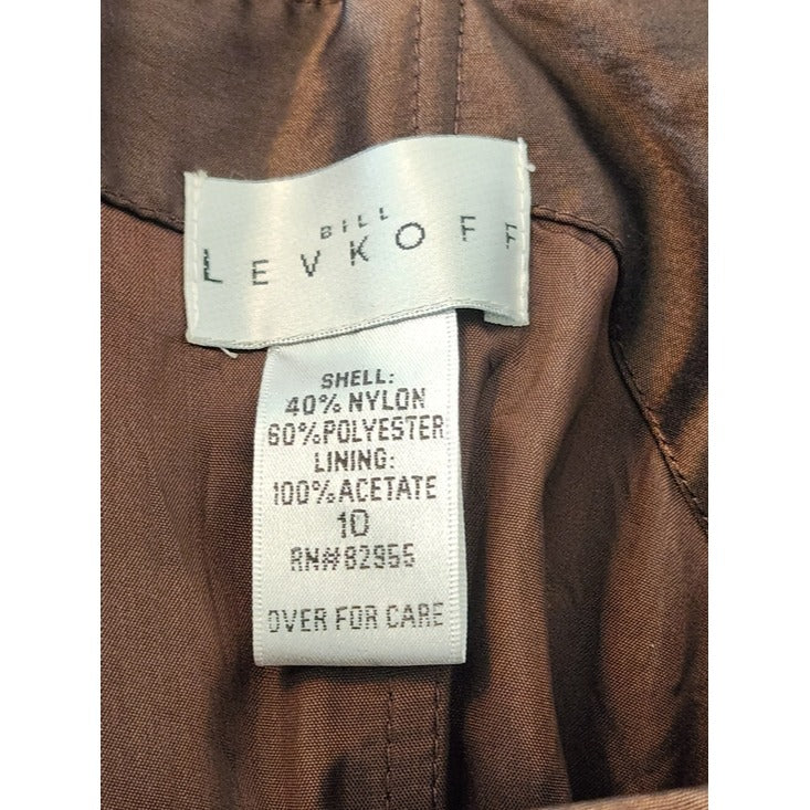 Bill Levkoff Brown Satin Ruched Cocktail Dress Size 10 Wedding Guest Dress