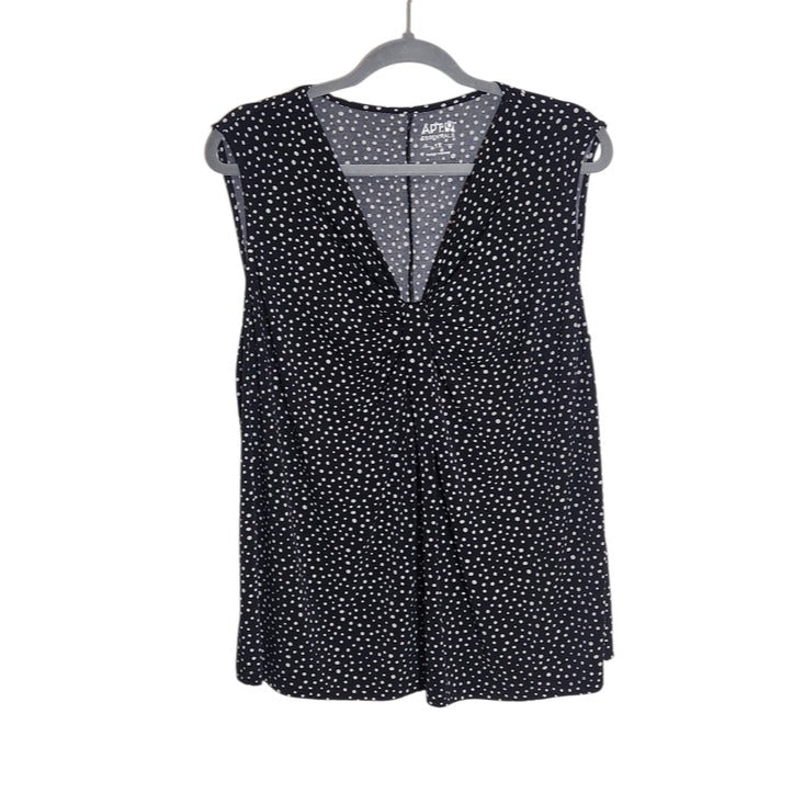 Apt. 9 Womens Black and White Polka Dot Blouse Size 1X NWT
