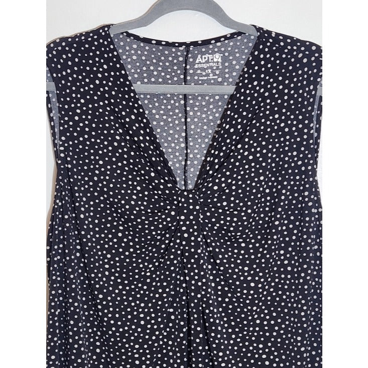 Apt. 9 Womens Black and White Polka Dot Blouse Size 1X NWT