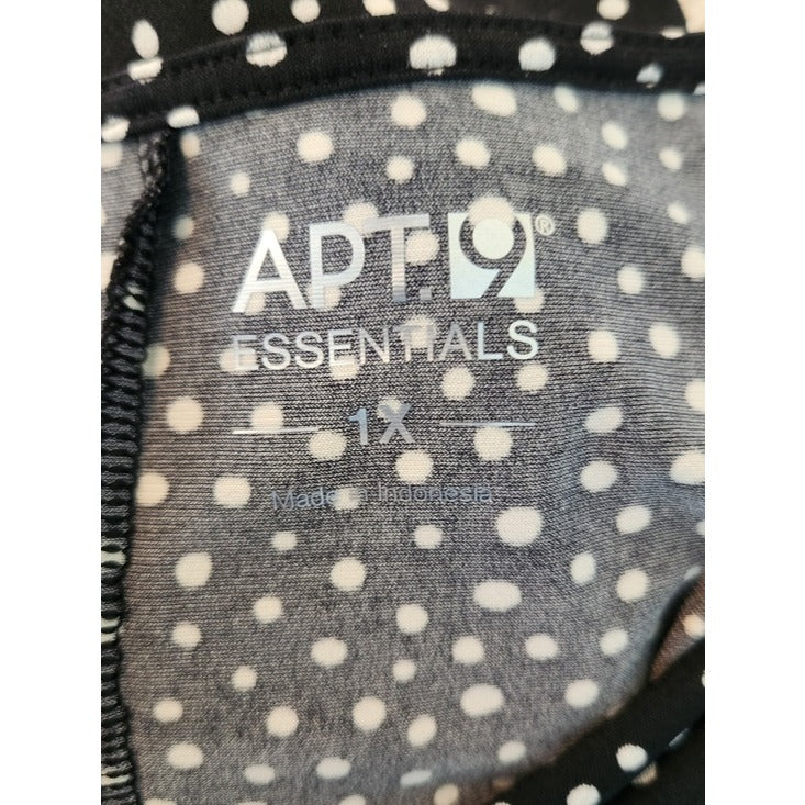 Apt. 9 Womens Black and White Polka Dot Blouse Size 1X NWT