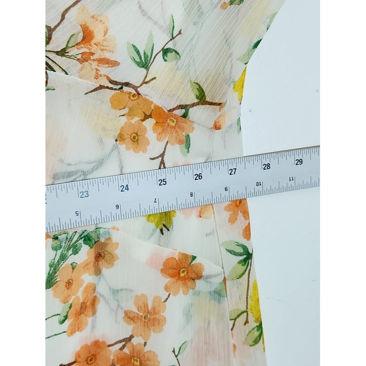 Cato Orange and Yellow Floral Sheer Button Up Blouse Size 22/24