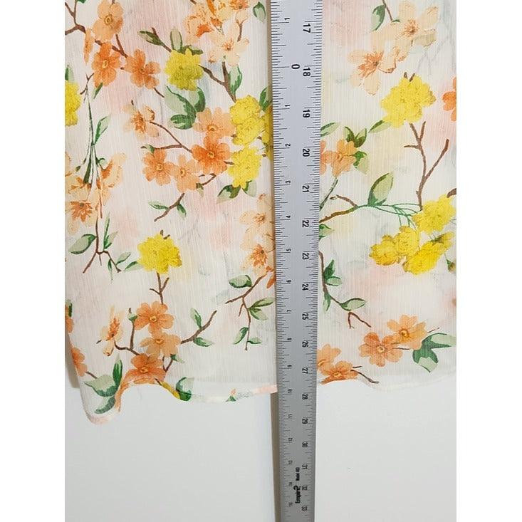 Cato Orange and Yellow Floral Sheer Button Up Blouse Size 22/24