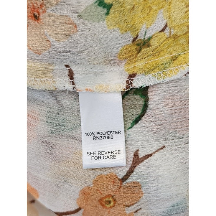 Cato Orange and Yellow Floral Sheer Button Up Blouse Size 22/24