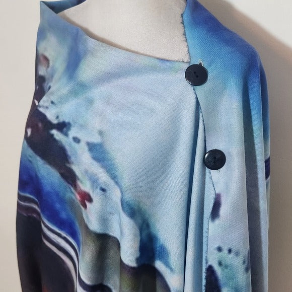 Magic Scarf Abstract Sunset Shawl with Fringe One Size Abstract Button-Up Wrap