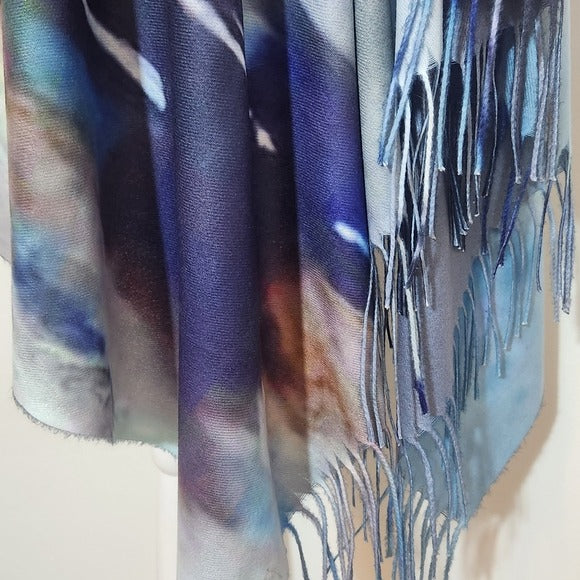 Magic Scarf Abstract Sunset Shawl with Fringe One Size Abstract Button-Up Wrap