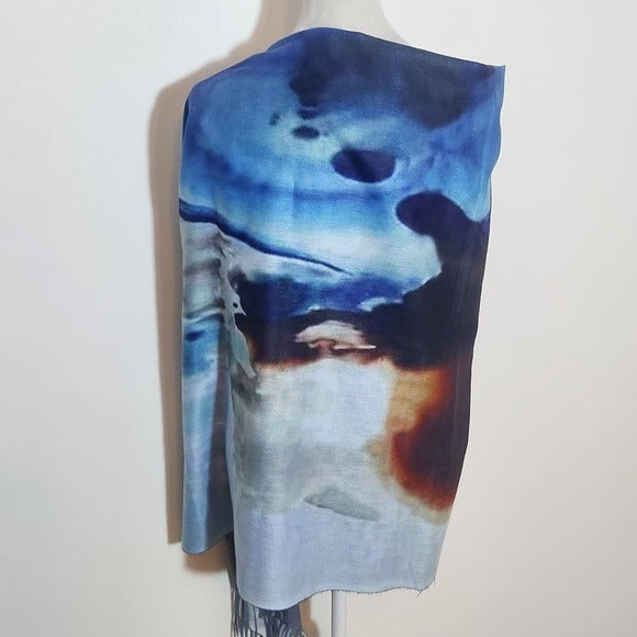 Magic Scarf Abstract Sunset Shawl with Fringe One Size Abstract Button-Up Wrap