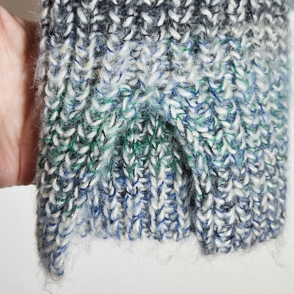 LOFT Blue Striped Mock Neck Knit Sweater Size Large