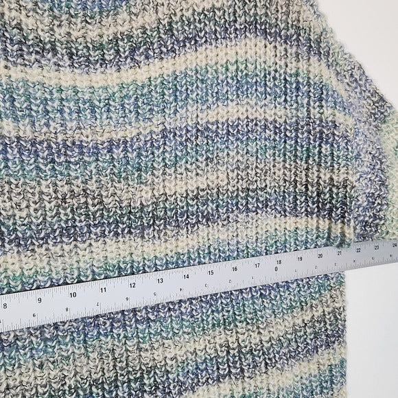 LOFT Blue Striped Mock Neck Knit Sweater Size Large