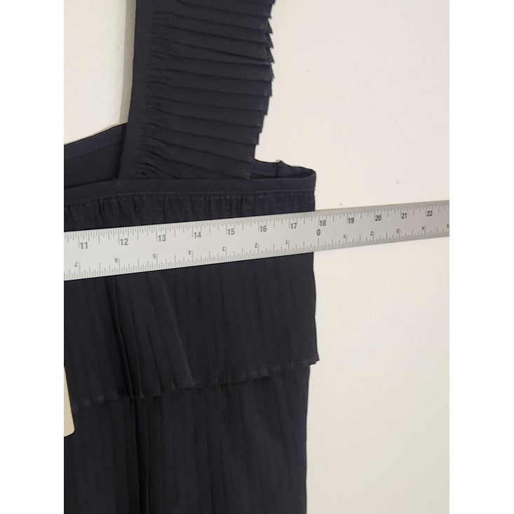 J. Crew Black Pleated Ruffle Tiered Sleeveless Blouse Size Medium NWT