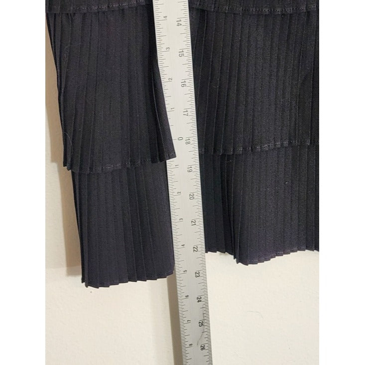 J. Crew Black Pleated Ruffle Tiered Sleeveless Blouse Size Medium NWT