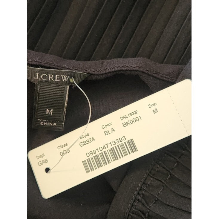 J. Crew Black Pleated Ruffle Tiered Sleeveless Blouse Size Medium NWT