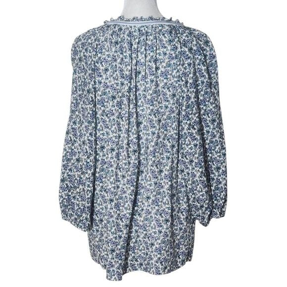 Max Studio Blue Floral Blouse Size Small Blue and White Floral Top