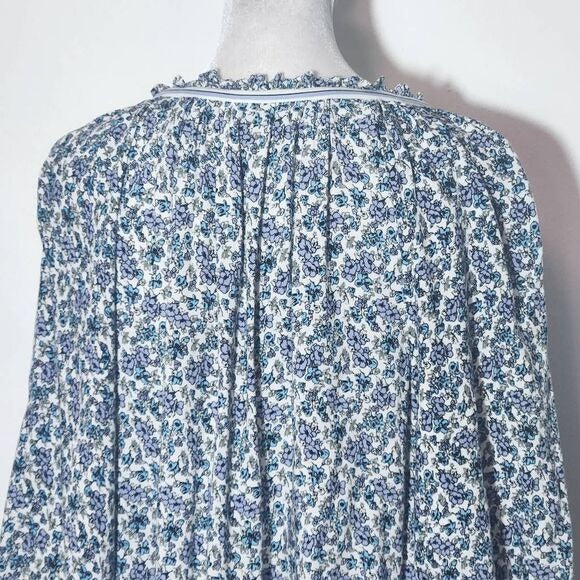 Max Studio Blue Floral Blouse Size Small Blue and White Floral Top
