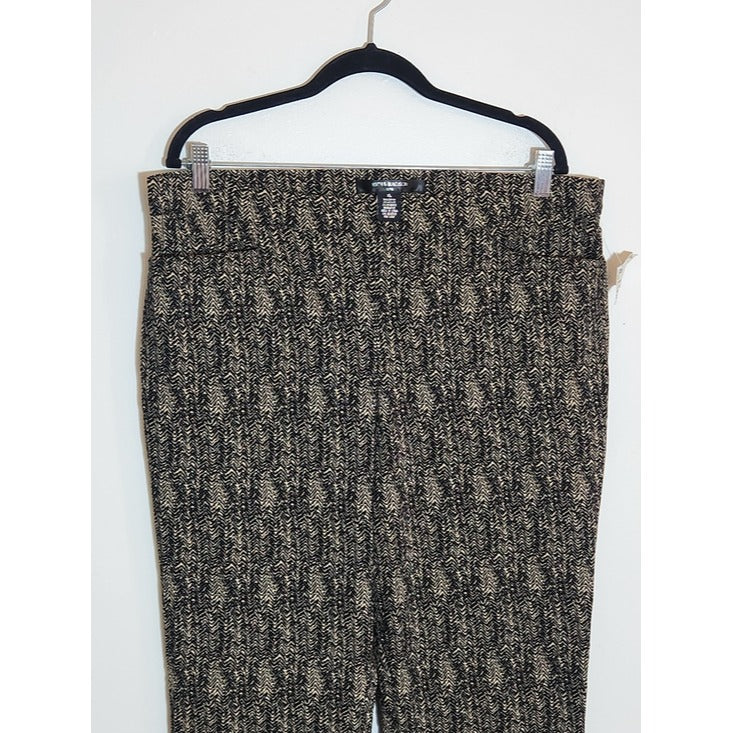 89th and Madison Black and Tan Print Slim Fit Pull On Pants Size XL NWOT