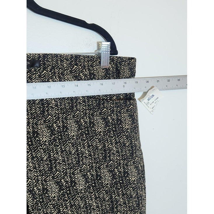 89th and Madison Black and Tan Print Slim Fit Pull On Pants Size XL NWOT