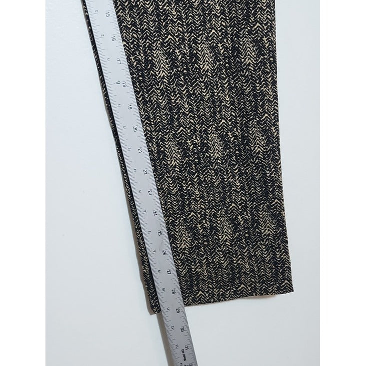 89th and Madison Black and Tan Print Slim Fit Pull On Pants Size XL NWOT
