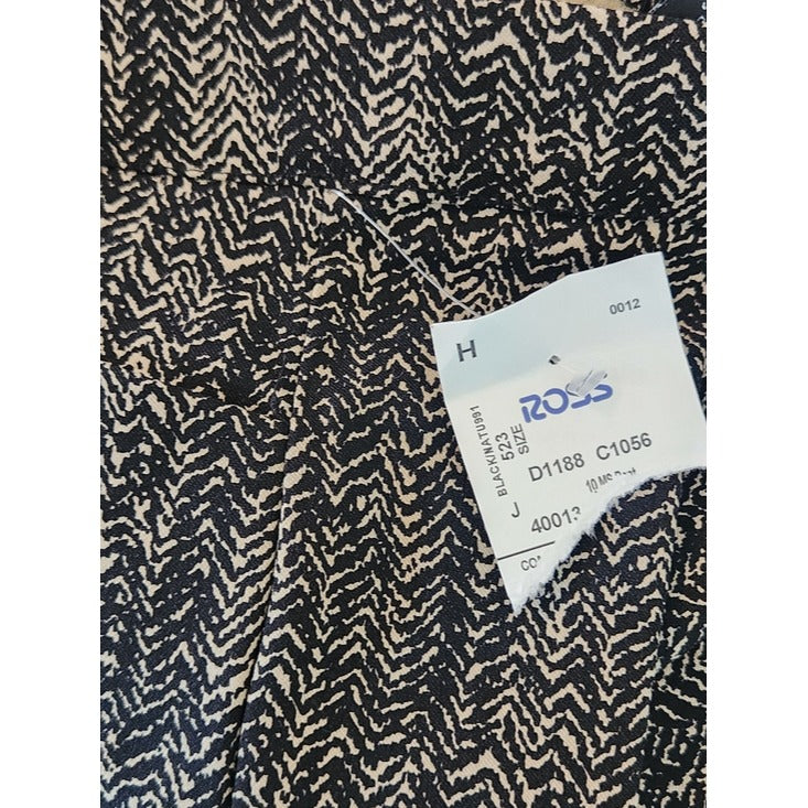 89th and Madison Black and Tan Print Slim Fit Pull On Pants Size XL NWOT