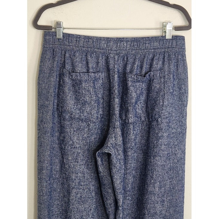 Old Navy Blue Linen Blend High Rise Cropped Wide Leg Pants Size Medium