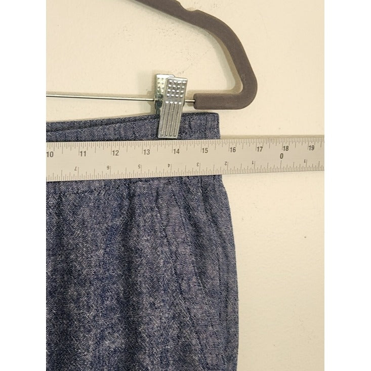 Old Navy Blue Linen Blend High Rise Cropped Wide Leg Pants Size Medium