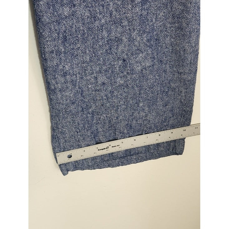 Old Navy Blue Linen Blend High Rise Cropped Wide Leg Pants Size Medium