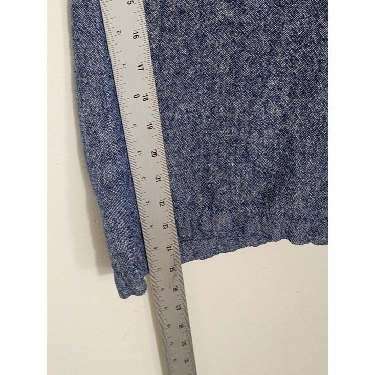 Old Navy Blue Linen Blend High Rise Cropped Wide Leg Pants Size Medium
