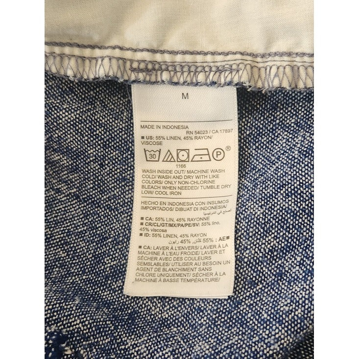 Old Navy Blue Linen Blend High Rise Cropped Wide Leg Pants Size Medium