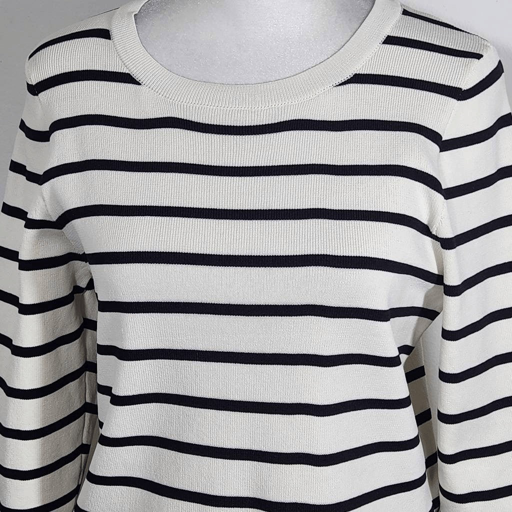 Happily Grey Black and White Striped Knit Top Size XL Striped Cropped Top