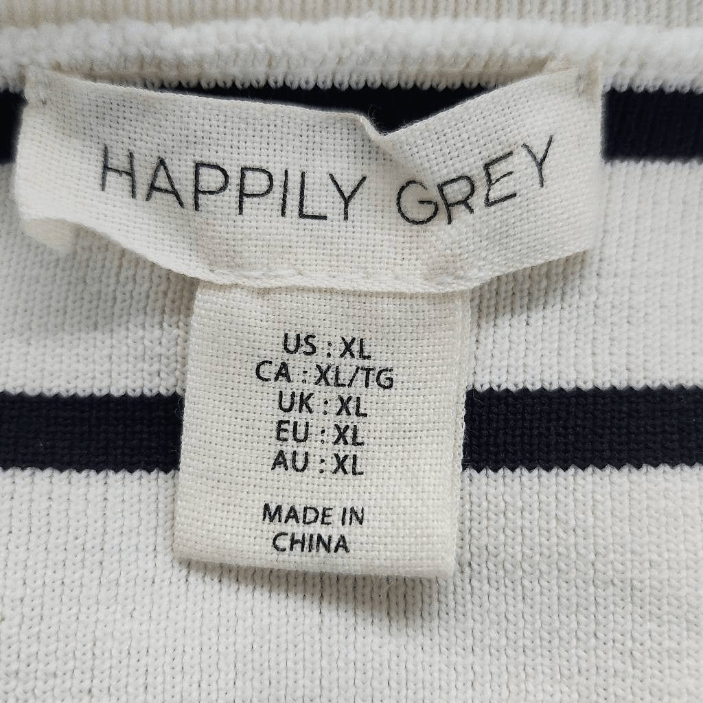 Happily Grey Black and White Striped Knit Top Size XL Striped Cropped Top
