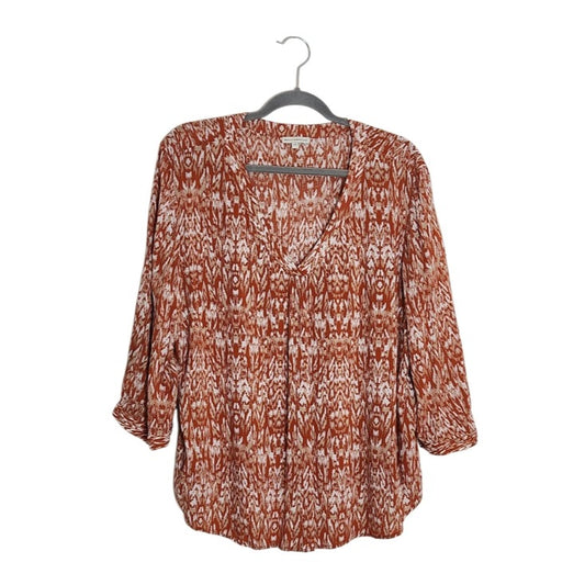 Mercer & Madison Orange Print Blouse Size 1X