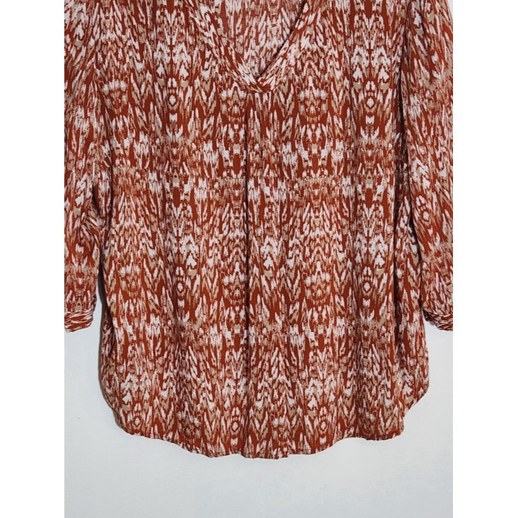 Mercer & Madison Orange Print Blouse Size 1X