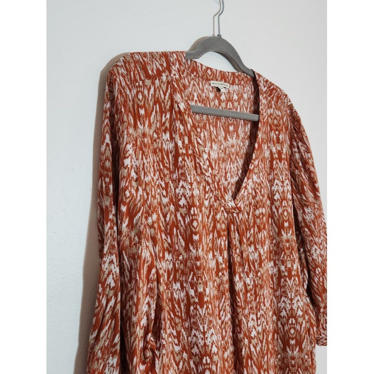 Mercer & Madison Orange Print Blouse Size 1X