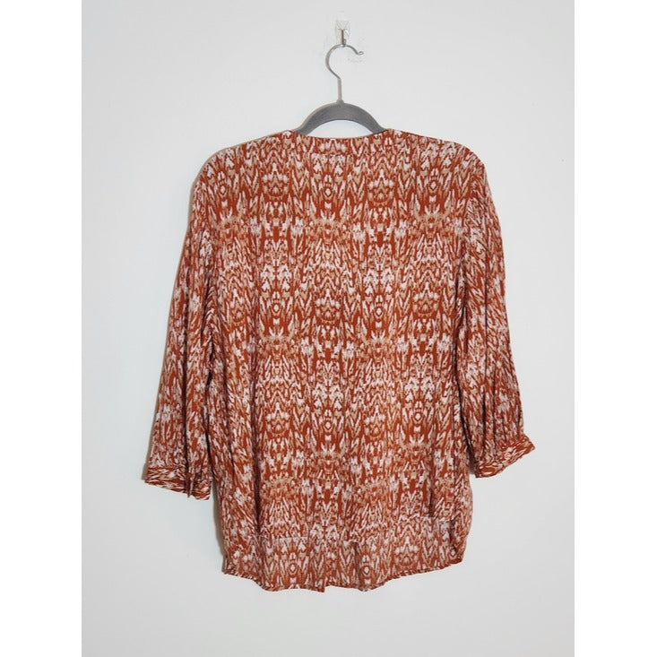 Mercer & Madison Orange Print Blouse Size 1X
