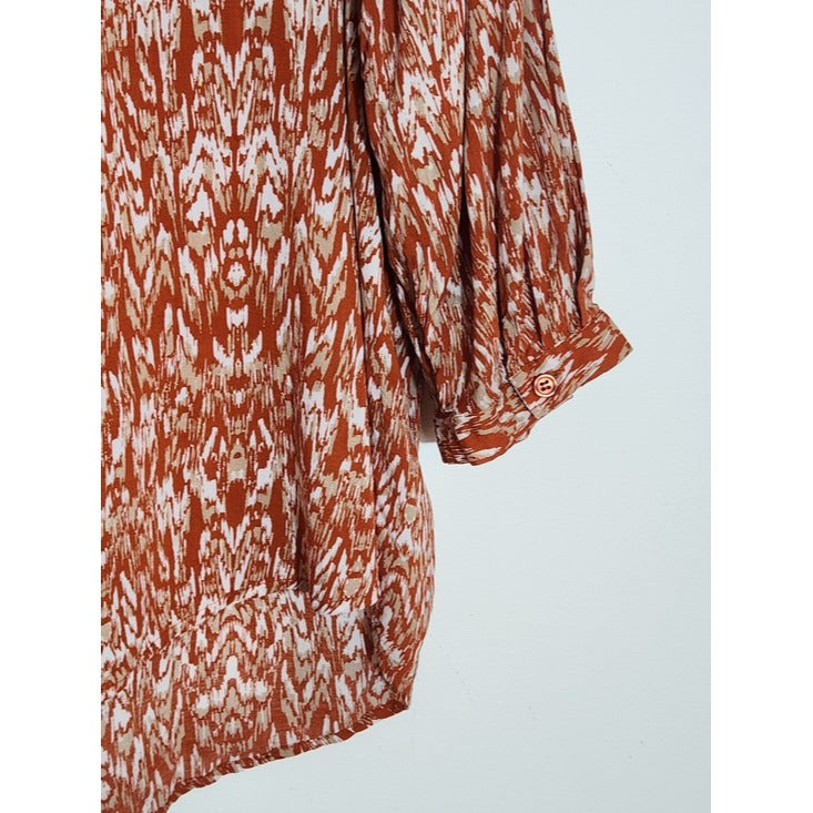 Mercer & Madison Orange Print Blouse Size 1X
