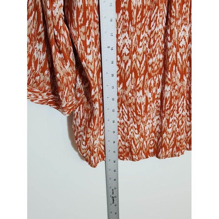 Mercer & Madison Orange Print Blouse Size 1X