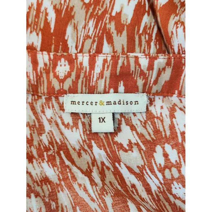 Mercer & Madison Orange Print Blouse Size 1X
