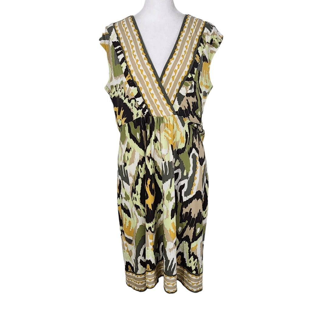Emma & Michele Green Yellow Sleeveless Sheath Dress Size 12 Green Sheath Dress