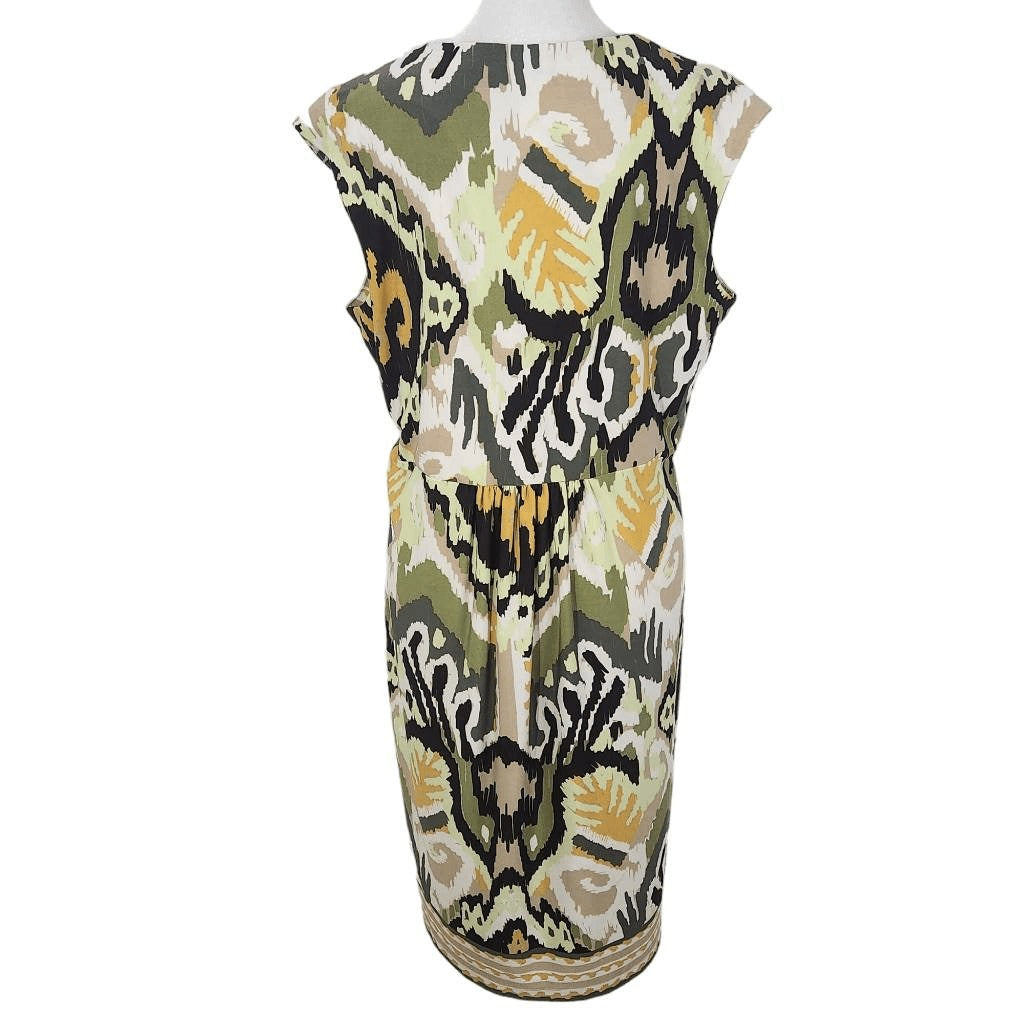 Emma & Michele Green Yellow Sleeveless Sheath Dress Size 12 Green Sheath Dress