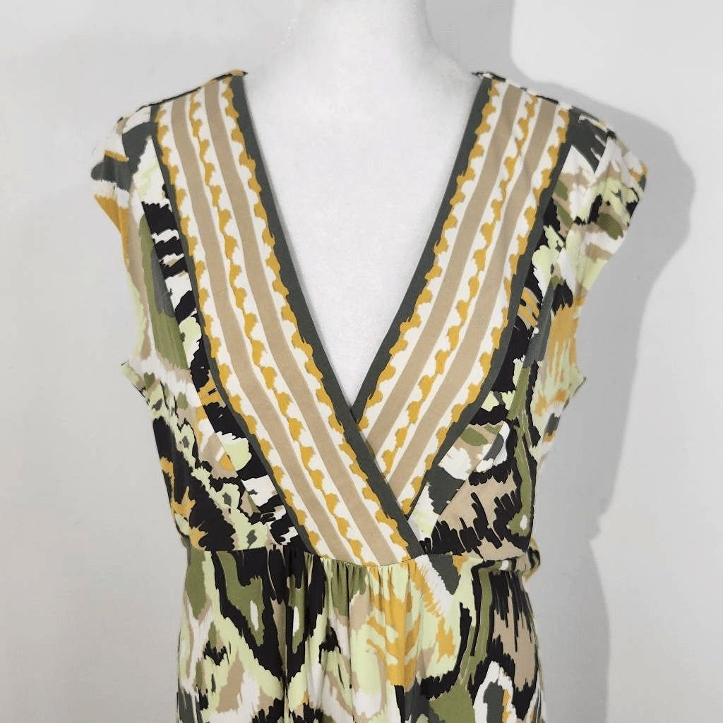 Emma & Michele Green Yellow Sleeveless Sheath Dress Size 12 Green Sheath Dress