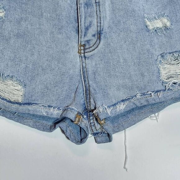 Melville Distressed Cuffed Button-Fly Jean Shorts Size 26