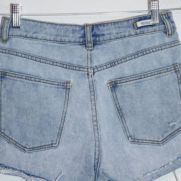 Melville Distressed Cuffed Button-Fly Jean Shorts Size 26