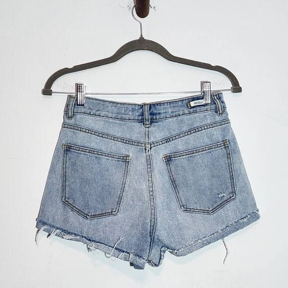Melville Distressed Cuffed Button-Fly Jean Shorts Size 26